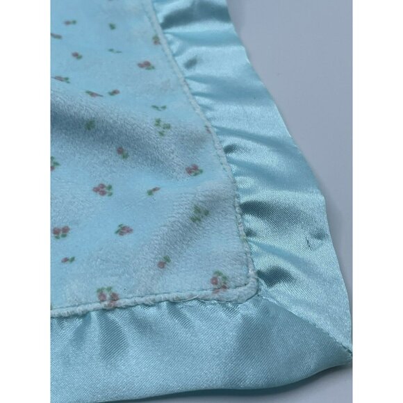 Carters Baby Security Blanket Pink Mouse Aqua Teal Blue Flowers Lovey Satin - Picture 4 of 7
